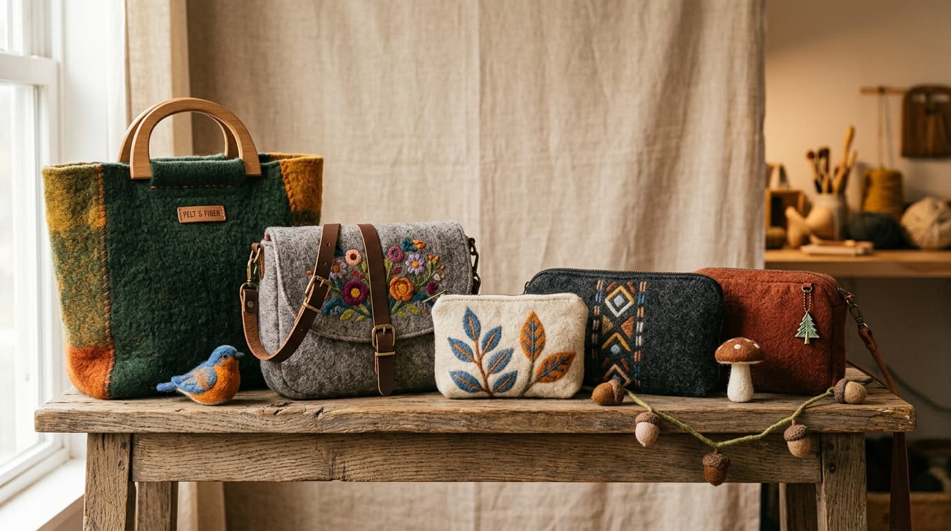 Felted wool bags and accessories